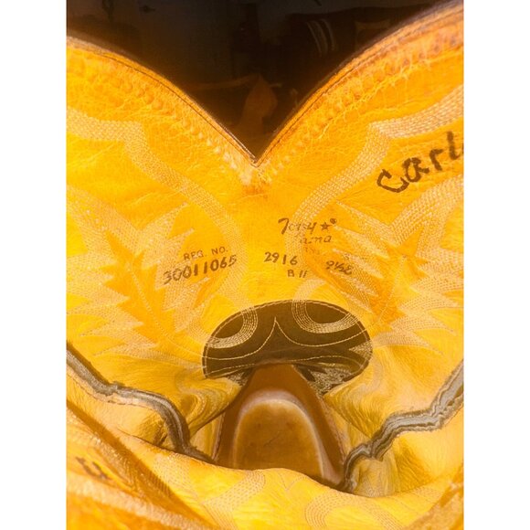 Vintage Tony Lama Polished Black Leather Western Cowboy Boots Mens Size 9.5 B - Picture 5 of 10